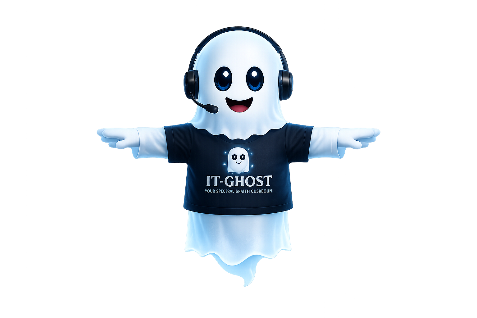 IT-Ghost mascot wearing a headset